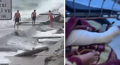 Kuvvetli lodos Caddebostan Sahili'i vurdu, denize giren 3 kişi hastanelik oldu